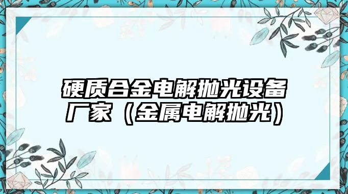 硬質合金電解拋光設備廠家（金屬電解拋光）