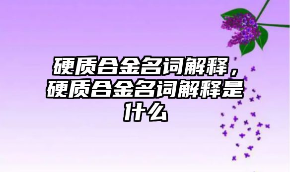 硬質合金名詞解釋，硬質合金名詞解釋是什么