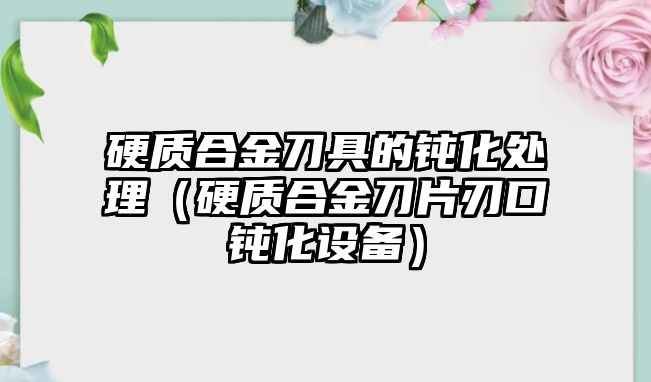 硬質合金刀具的鈍化處理（硬質合金刀片刃口鈍化設備）